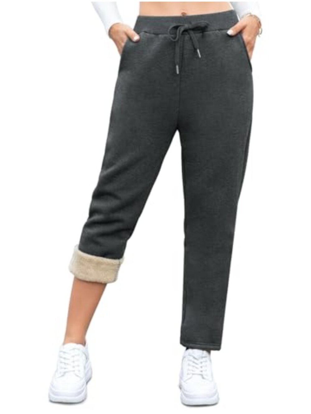 Fleece Lined Joggers Women Thermal Winter High Waisted Sweatpants